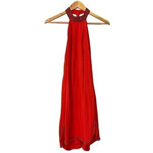 NBD Lourdes Red Beaded Strappy Open-Back Dress Medium NEW